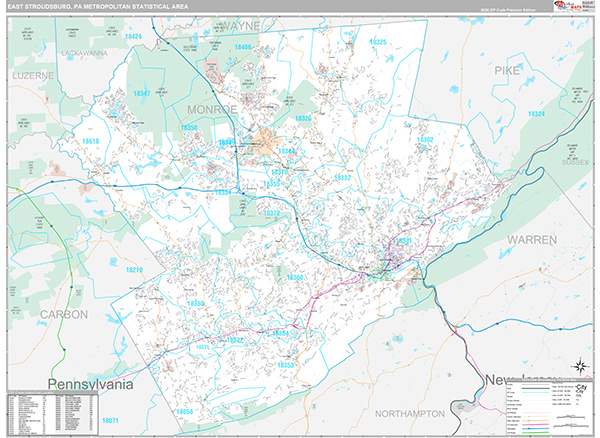East Stroudsburg Metro Area Wall Map